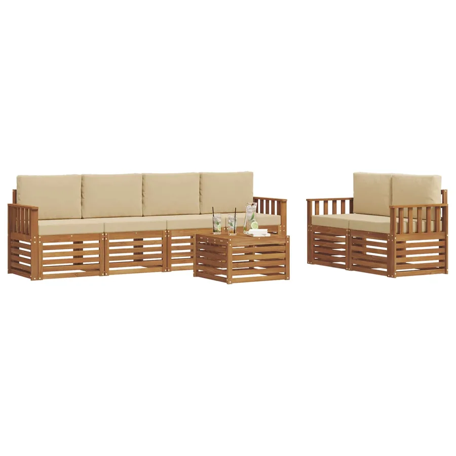 Ensemble de canapés d'extérieur 7 pcs Naturel et Beige - 3