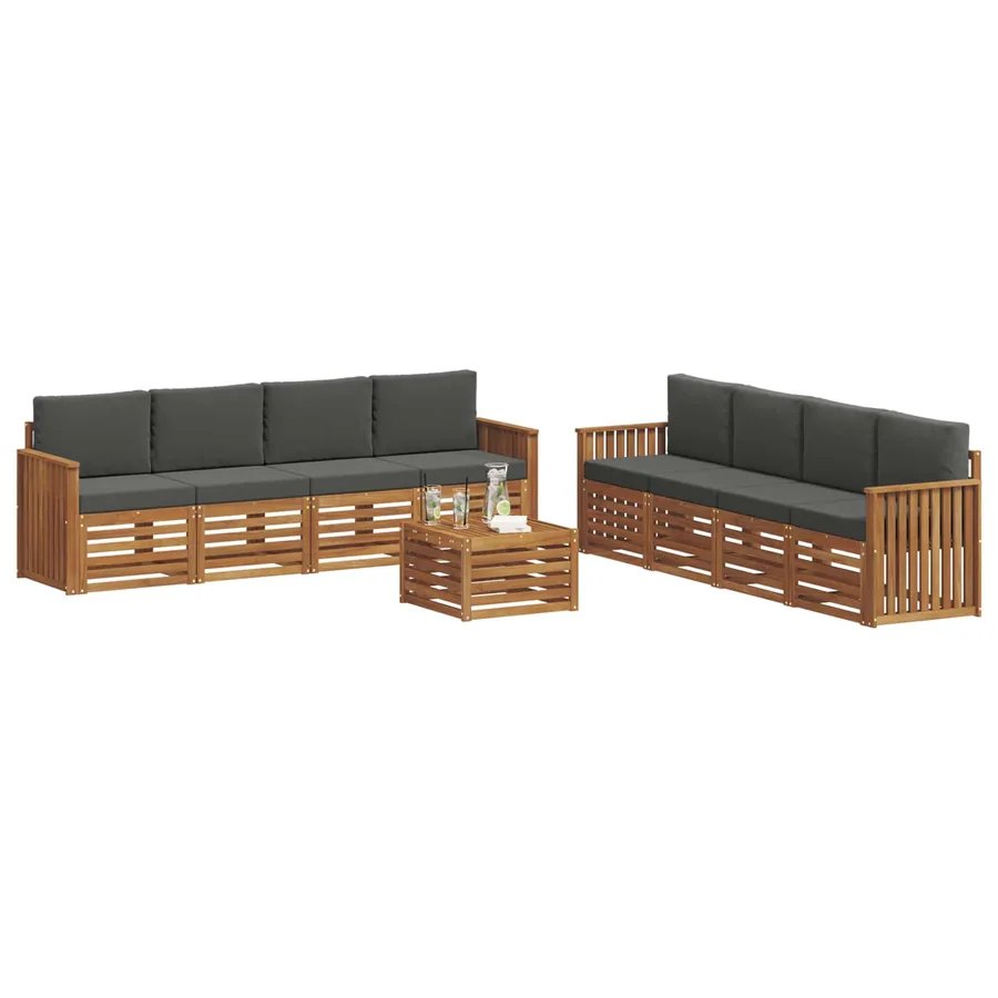 Ensembles de canapés avec coussin 9 pcs Naturel et Anthracite - 3