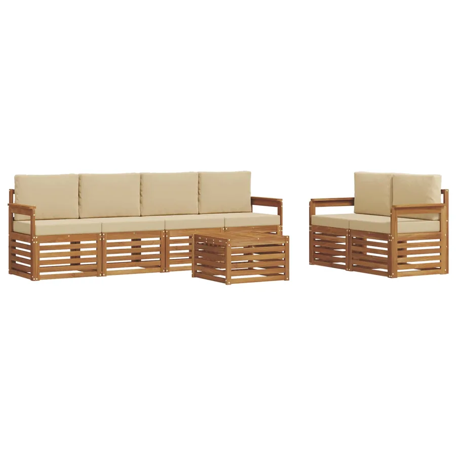 Ensemble de canapés d'extérieur 7 pcs Naturel et Beige - 2