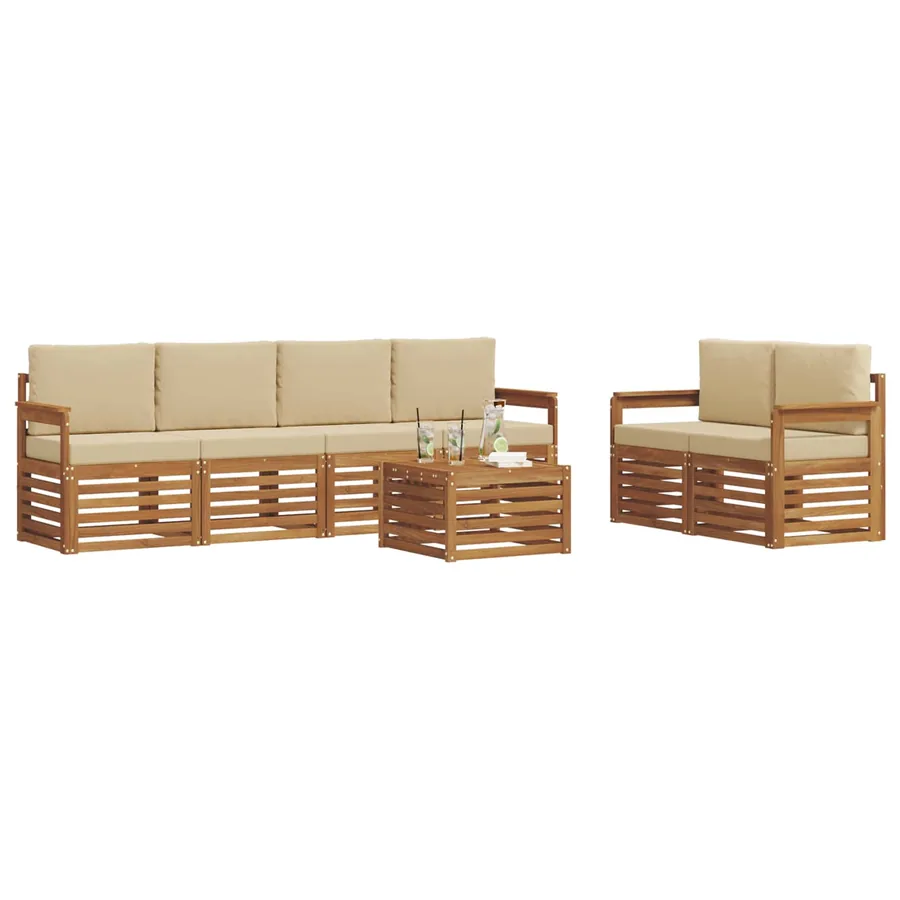 Ensemble de canapés d'extérieur 7 pcs Naturel et Beige - 3