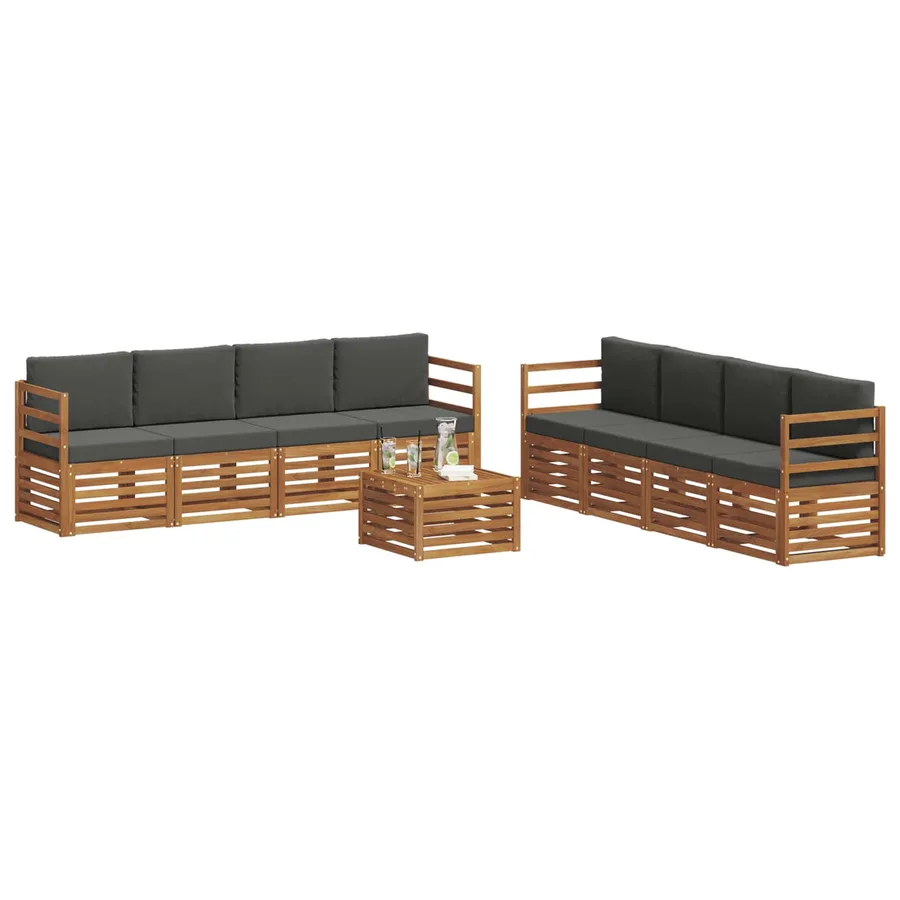 Ensembles de canapés avec coussin 9 pcs Naturel et Anthracite - 3