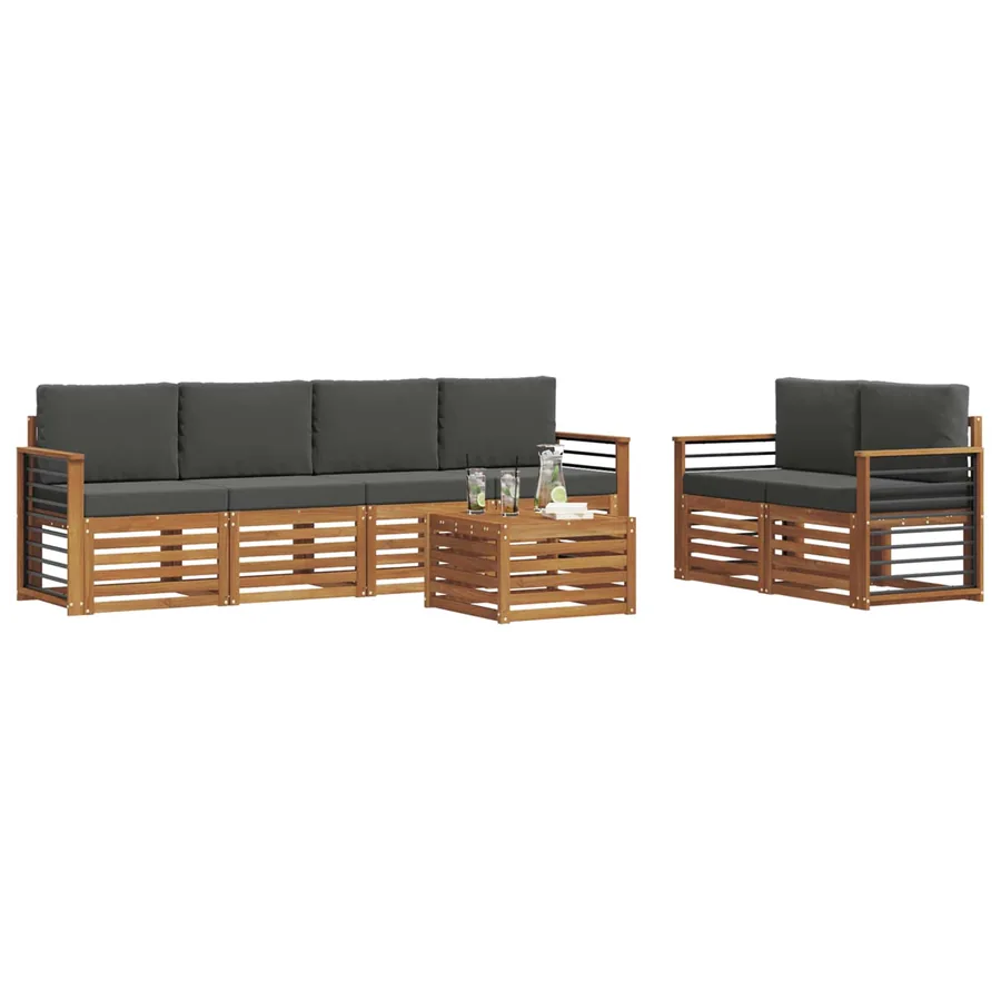 Ensemble de canapés d'extérieur 7 pcs Naturel et Anthracite - 3
