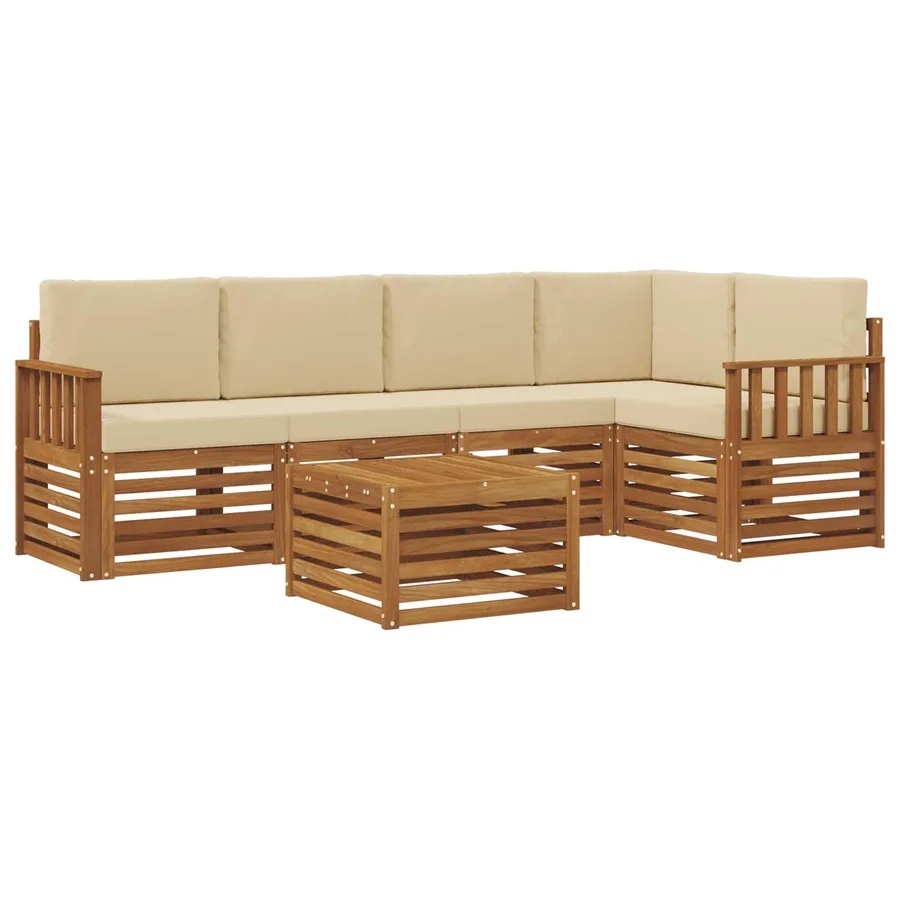 Ensemble de canapé d'angle avec coussin 6 pcs Naturel et Beige - 2