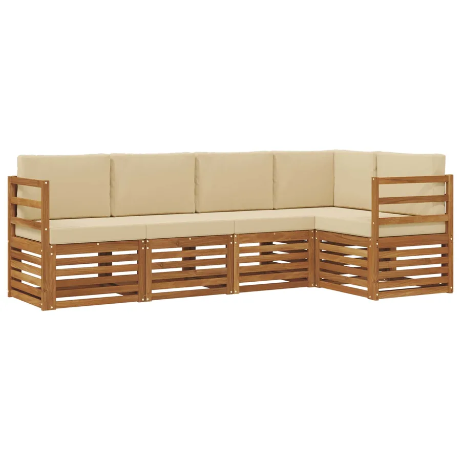 Ensemble de canapé d'angle avec coussin 5 pcs Naturel et Beige - 2