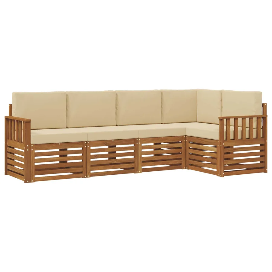 Ensemble de canapé d'angle avec coussin 5 pcs Naturel et Beige - 2