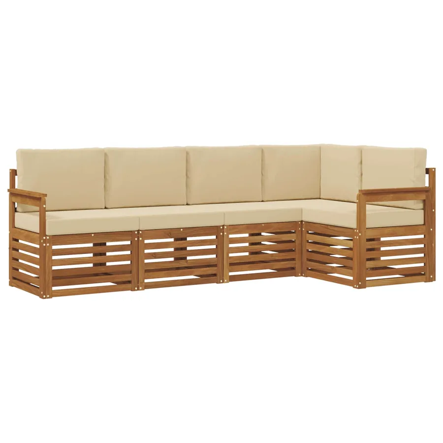 Ensemble de canapé d'angle avec coussin 5 pcs Naturel et Beige - 2