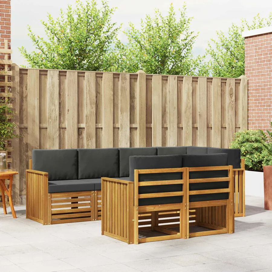 Ensemble de canapé d'angle 7 pcs Naturel et Anthracite