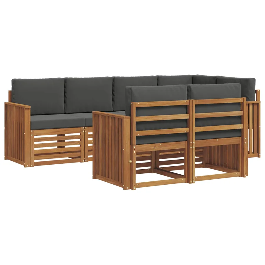 Ensemble de canapé d'angle 7 pcs Naturel et Anthracite - 2