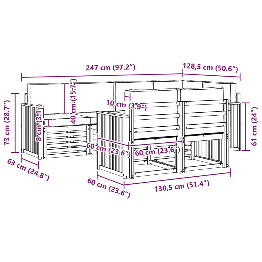 Ensemble de canapé d'angle 7 pcs Naturel et Anthracite - 9
