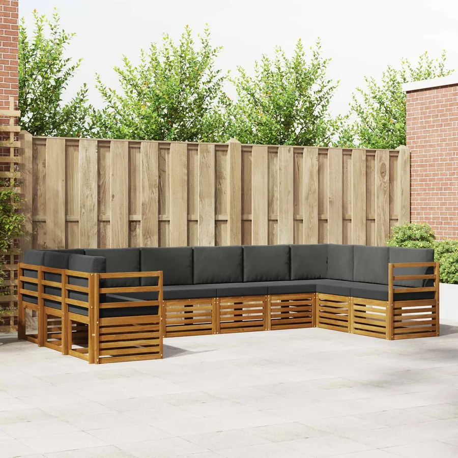 Ensemble de canapé d'angle 10 pcs Naturel et Anthracite