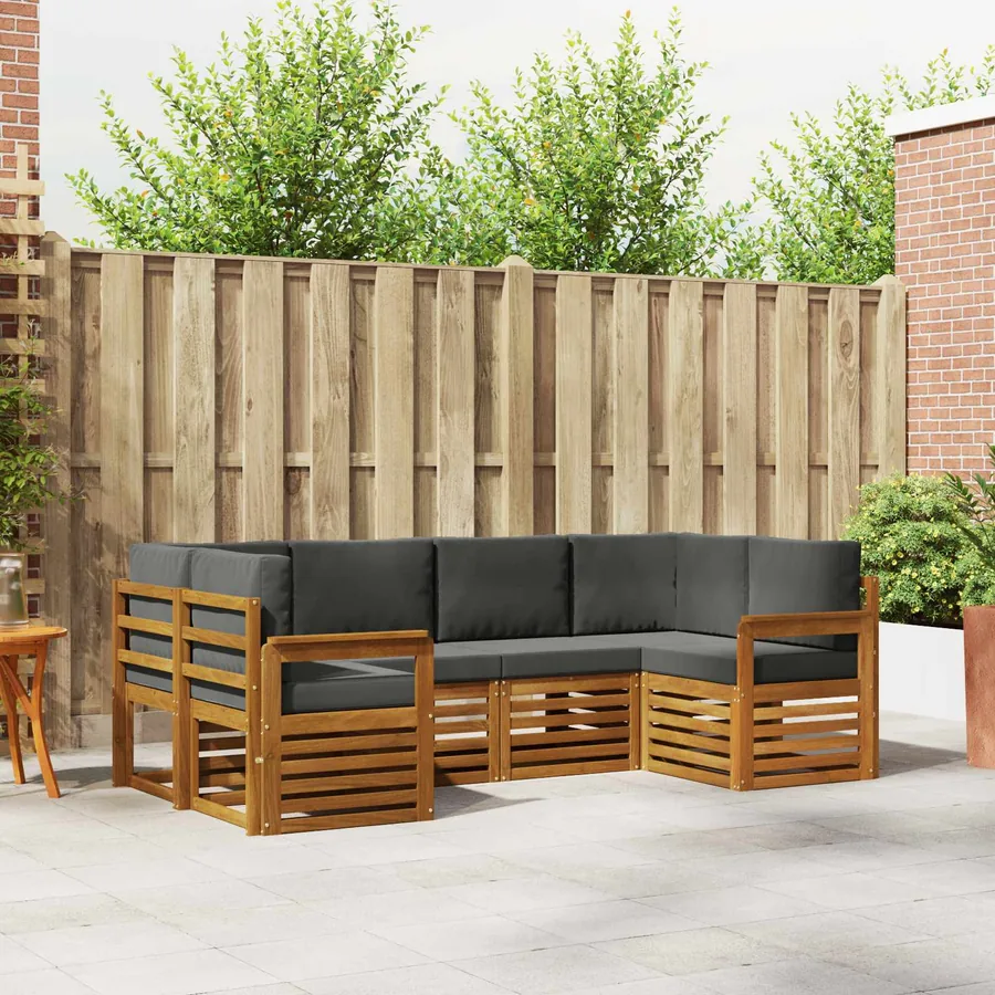 Ensemble de canapé d'angle 6 pcs Naturel et Anthracite