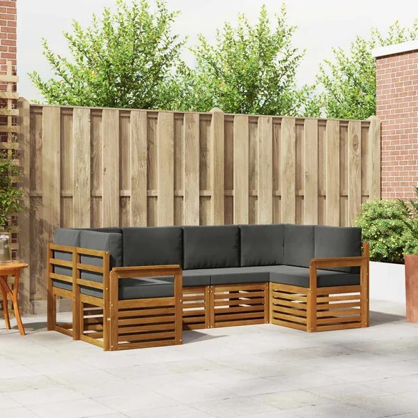 Ensemble de canapé d'angle 6 pcs Naturel et Anthracite