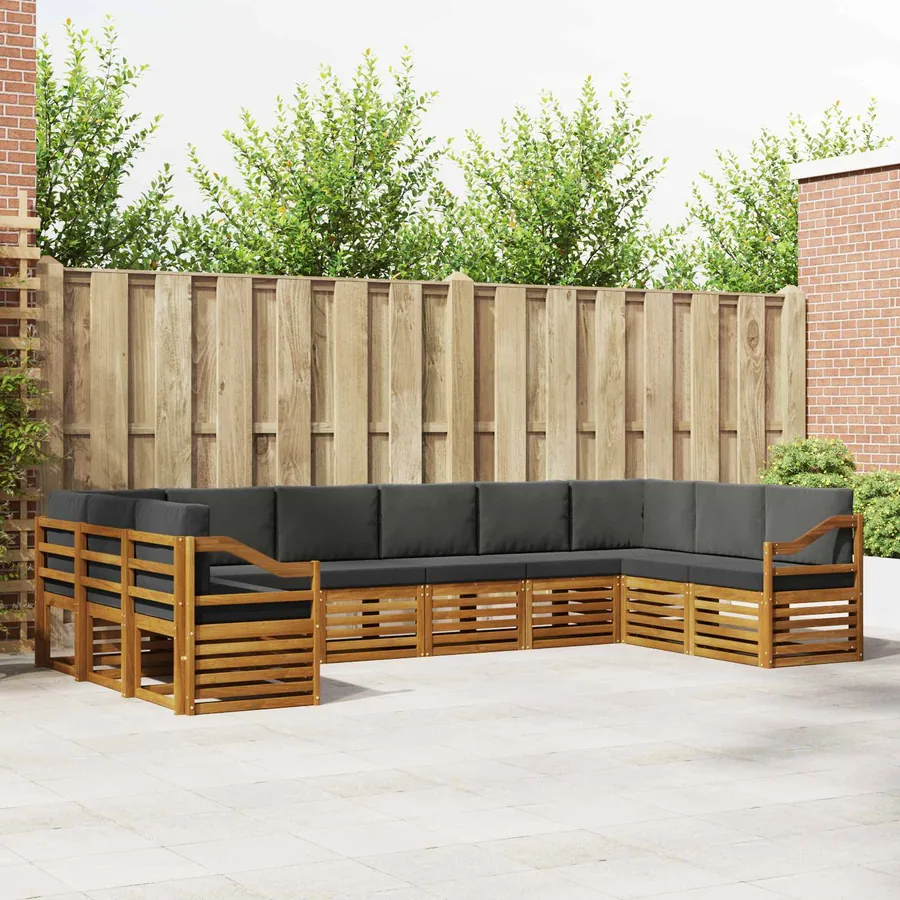 Ensemble de canapé d'angle 10 pcs Naturel et Anthracite