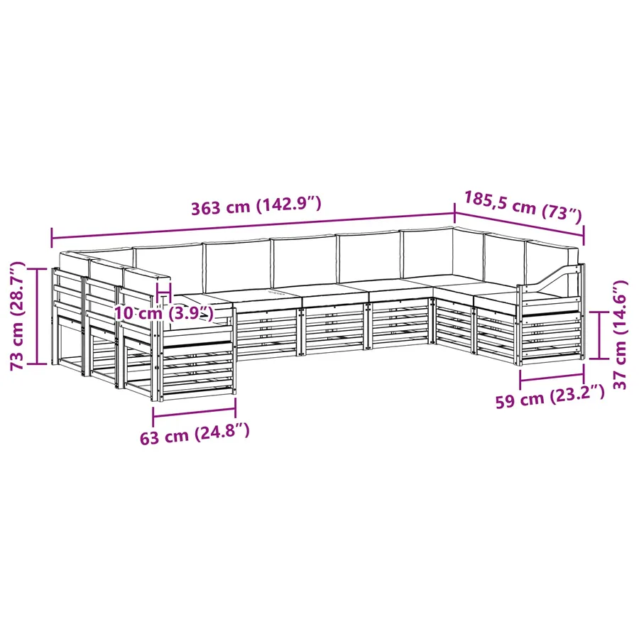 Ensemble de canapé d'angle 10 pcs Naturel et Anthracite - 9