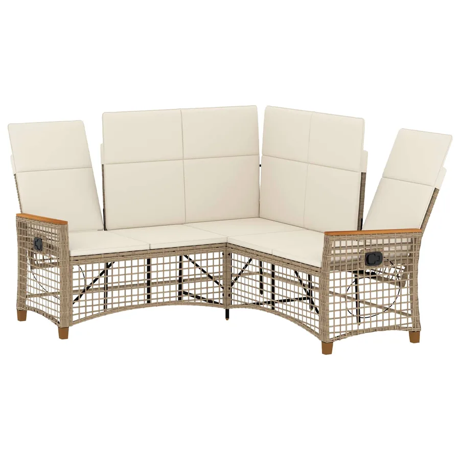 Ensemble de canapés inclinables de jardin Beige et blanc crème - 4