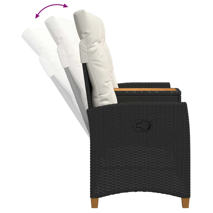 Banc inclinable avec table Noir et blanc crème polyrotin - 6