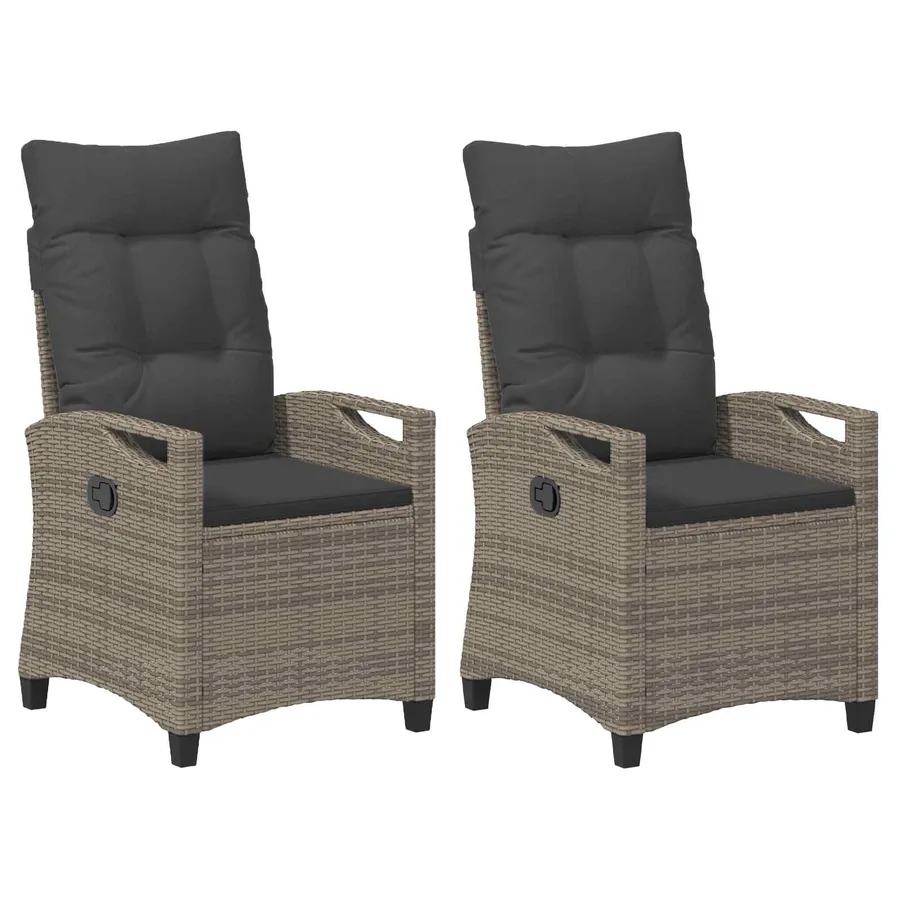 Chaise de jardin 2 pcs Gris et Gris foncé 56 x 60 x 112 cm - 2