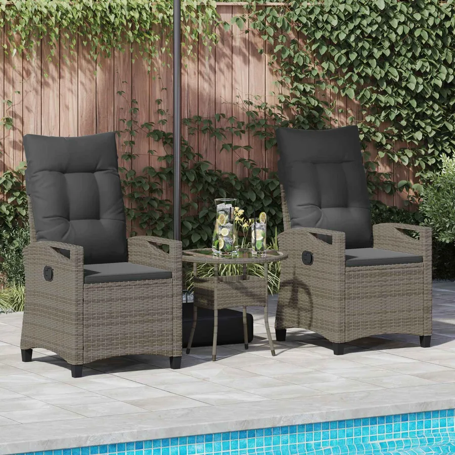 Chaise de jardin 2 pcs Gris et Gris foncé 56 x 60 x 112 cm - 3