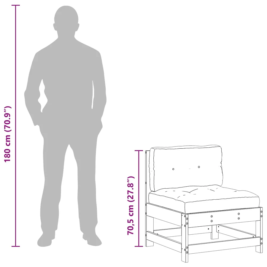 Sofa de jardin milieu Bois de pin massif Brun cire - 11