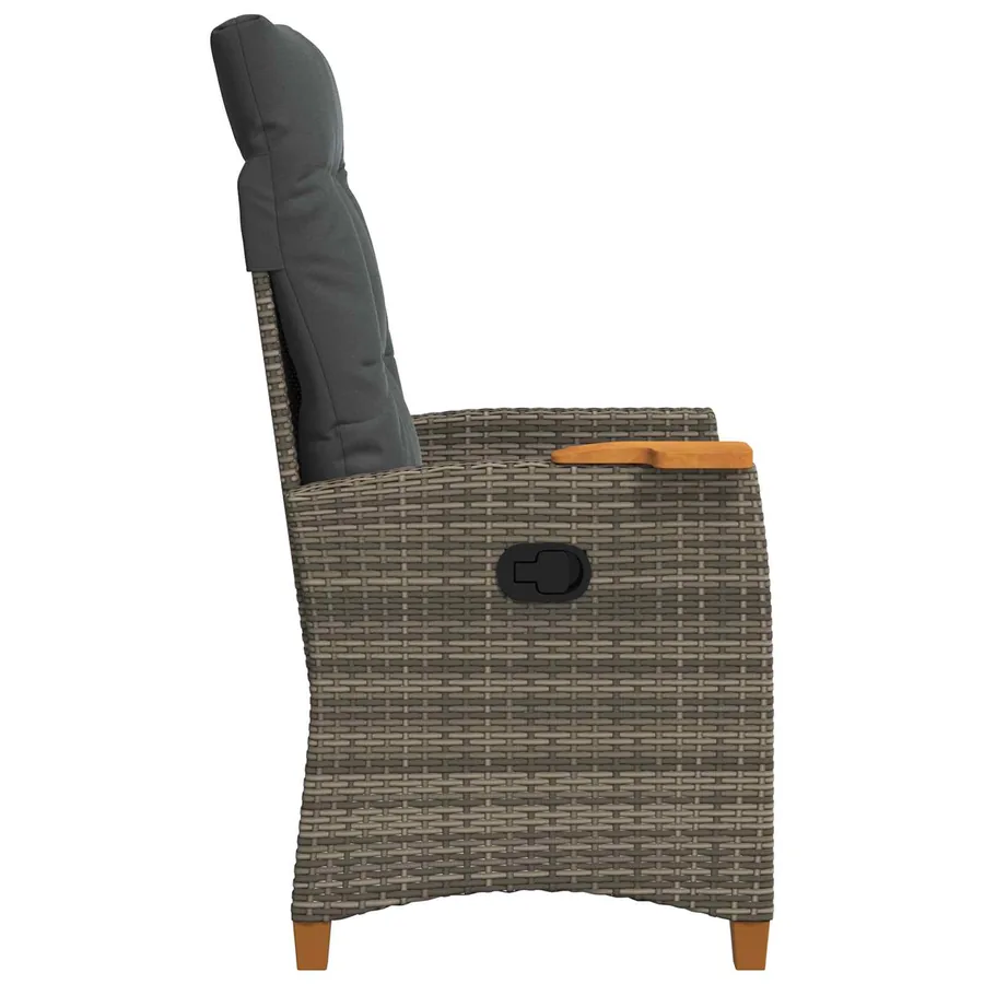 Chaise inclinable avec plateau à thé 62 x 64 x 112 cm polyrotin - 3