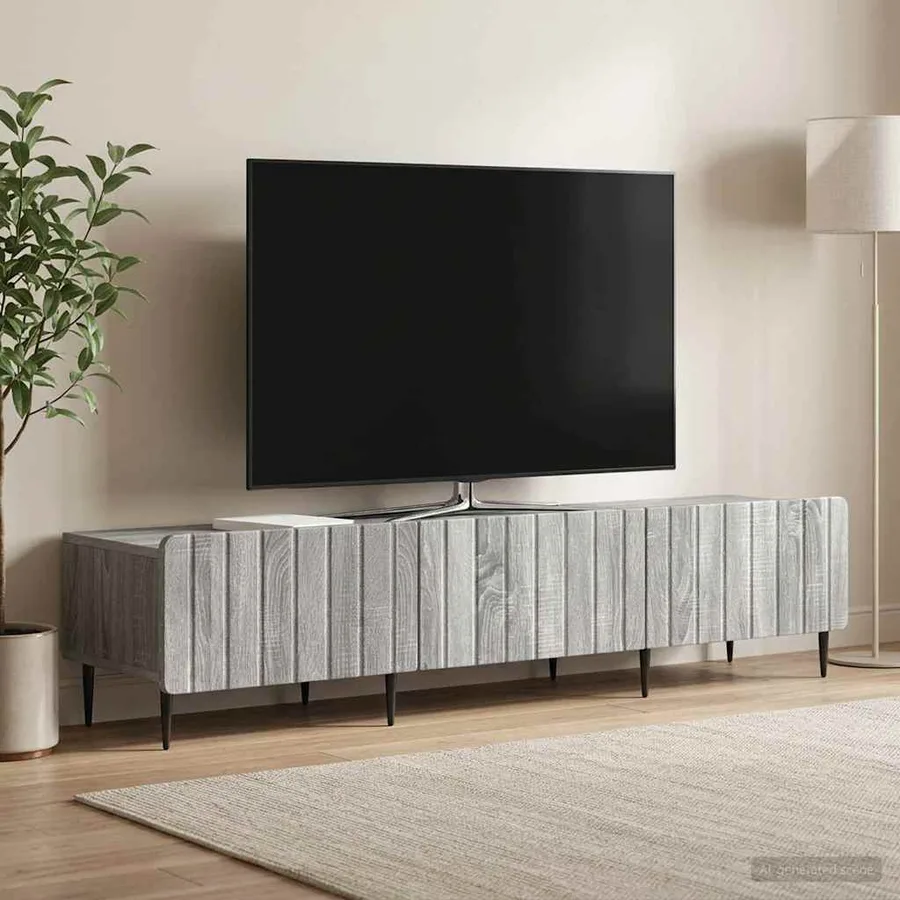 Meuble TV Sonoma gris 147 x 34,5 x 32 cm Bois d'ingénierie - 4