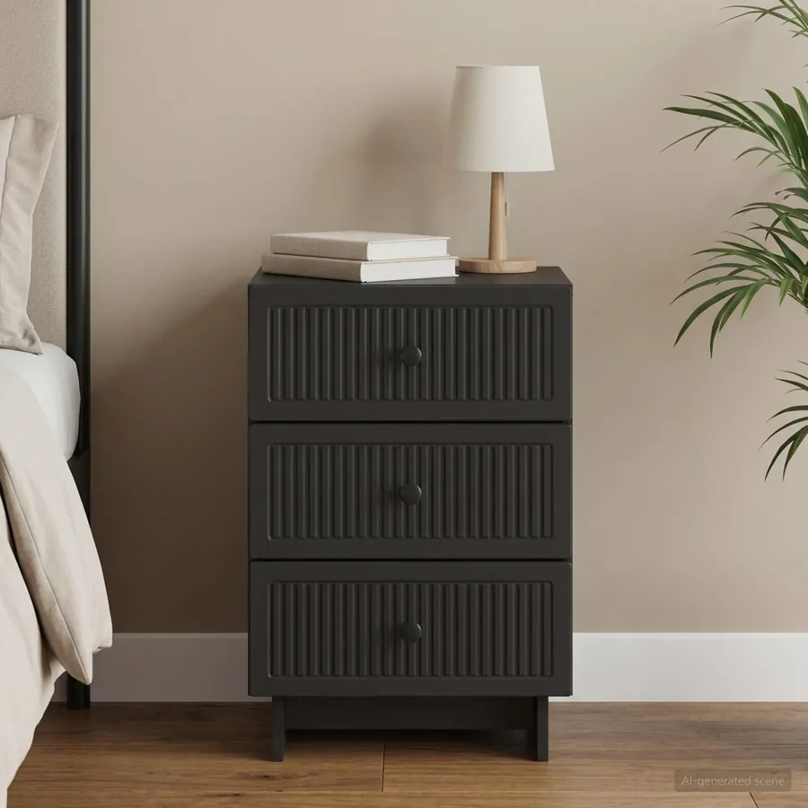 Cabinet de chevet Noir 43 x 41 x 66,5 cm Bois d'ingénierie