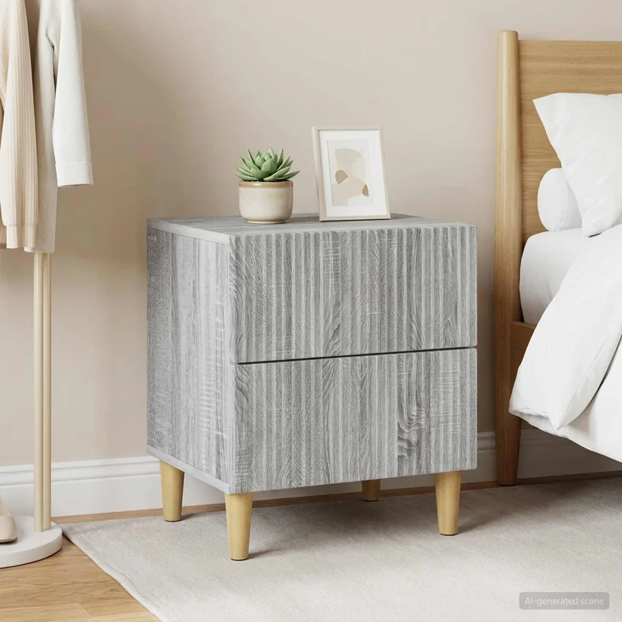 Cabinet de chevet 2 pcs Sonoma gris 43 x 34,5 x 48 cm - 4