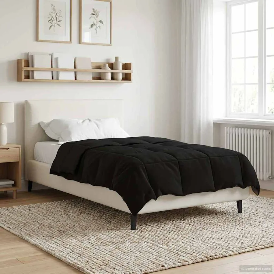 Duvet d'hiver Matelassé Noir 140 x 220 cm Microfibre
