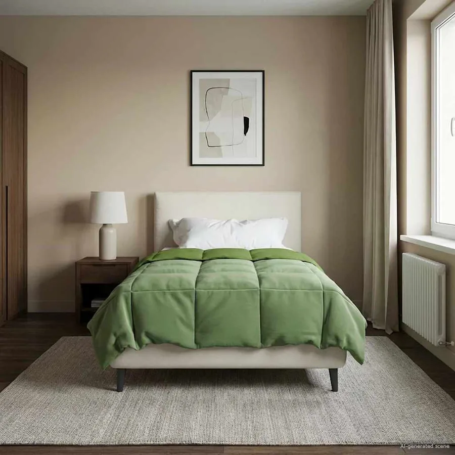 Duvet d'été simple Matelassé Vert 155 x 200 cm Microfibre - 4