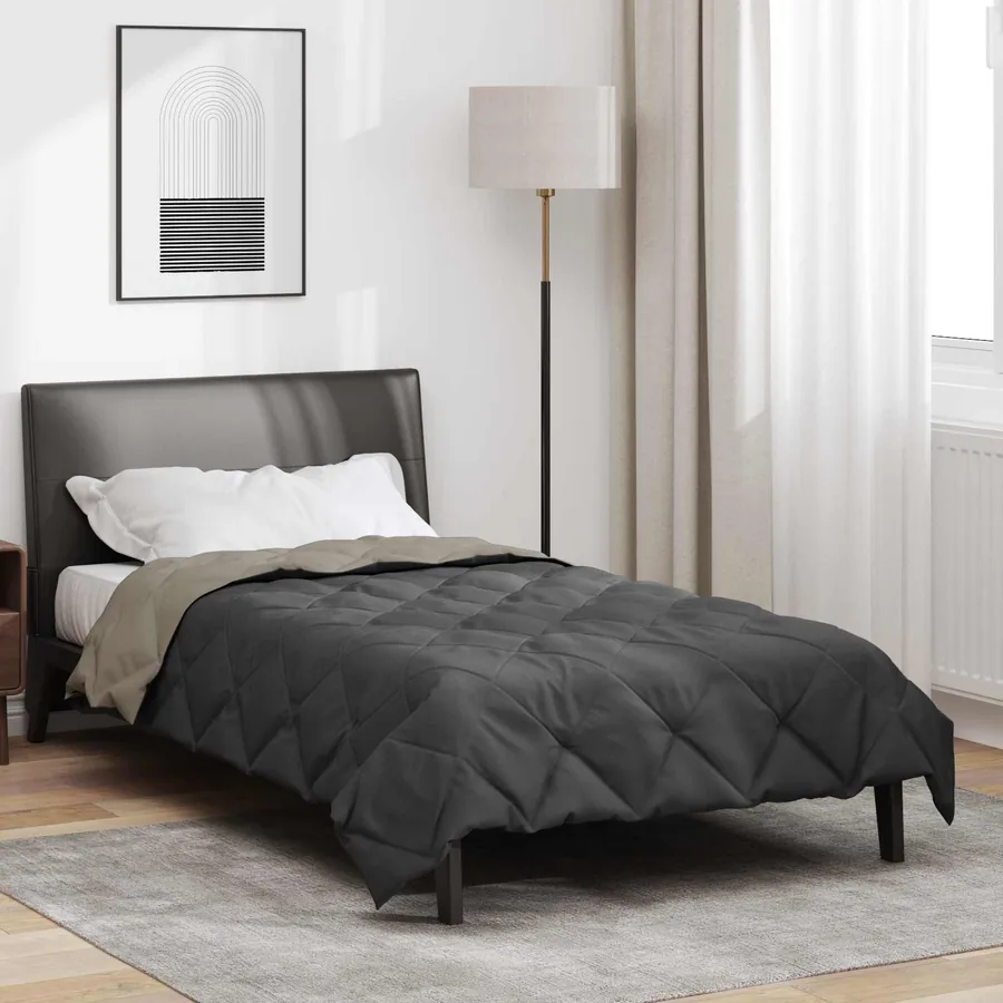 Duvet complet toute l'année Gris clair et anthracite Microfibre