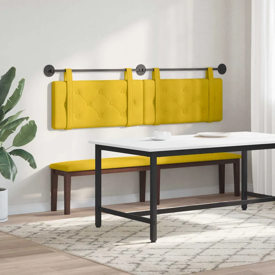 Tête de lit suspendue Jaune Velours - 4