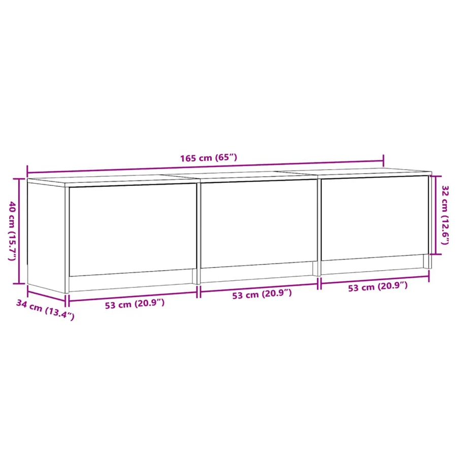 Meuble TV Gris Sonoma 165 x 34 x 40 cm Bois d'ingénierie - 12
