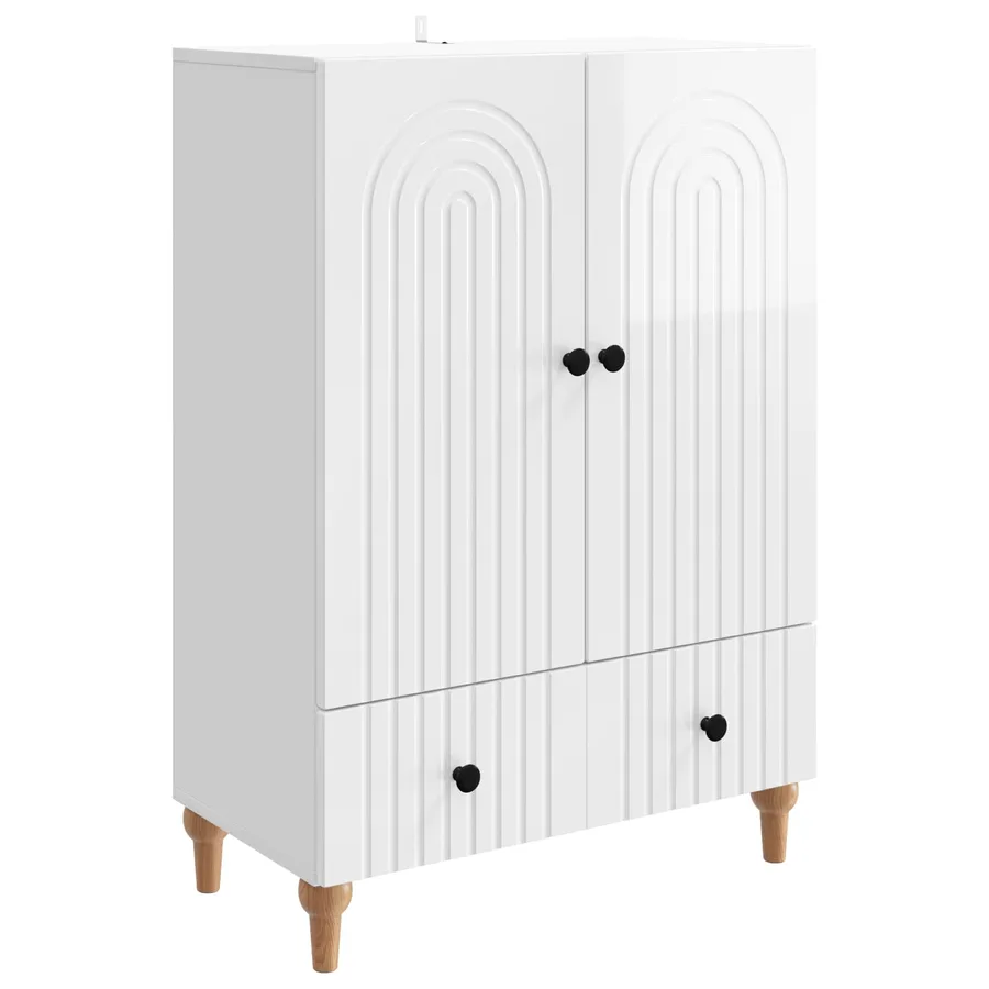 Buffet Blanc brillant 66 x 34,5 x 95 cm Bois d'ingénierie - 2