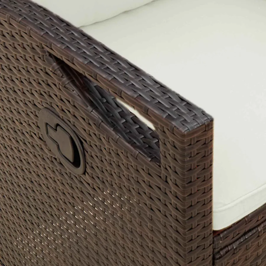 Banc de jardin avec oreiller Marron et Crème 105 x 60 x 112 cm - 7