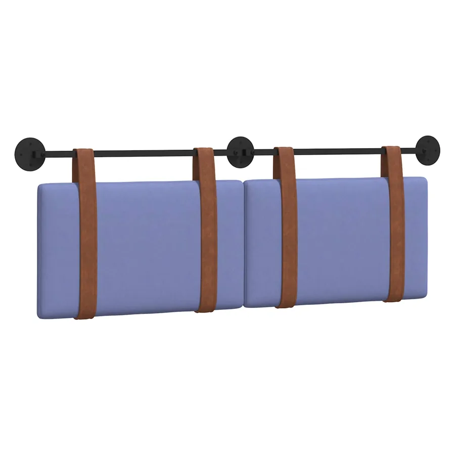 Tête de lit suspendue Uni Bleu denim 130 x 55 x 5 cm PU antique - 2