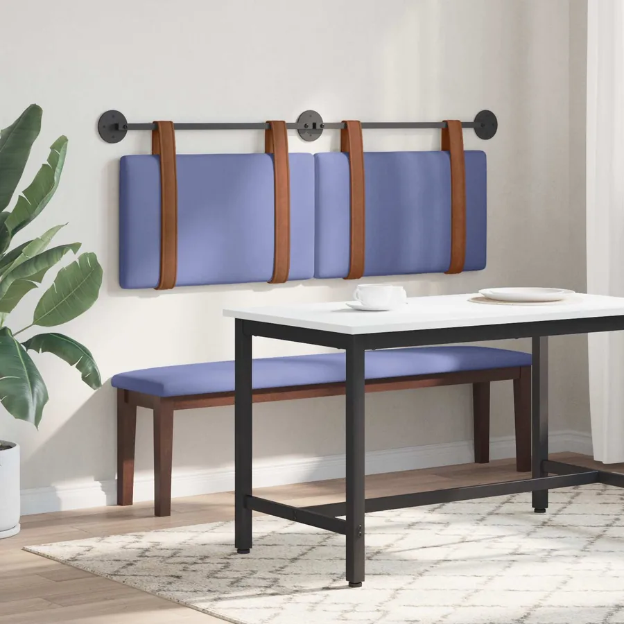 Tête de lit suspendue Uni Bleu denim 130 x 55 x 5 cm PU antique - 4