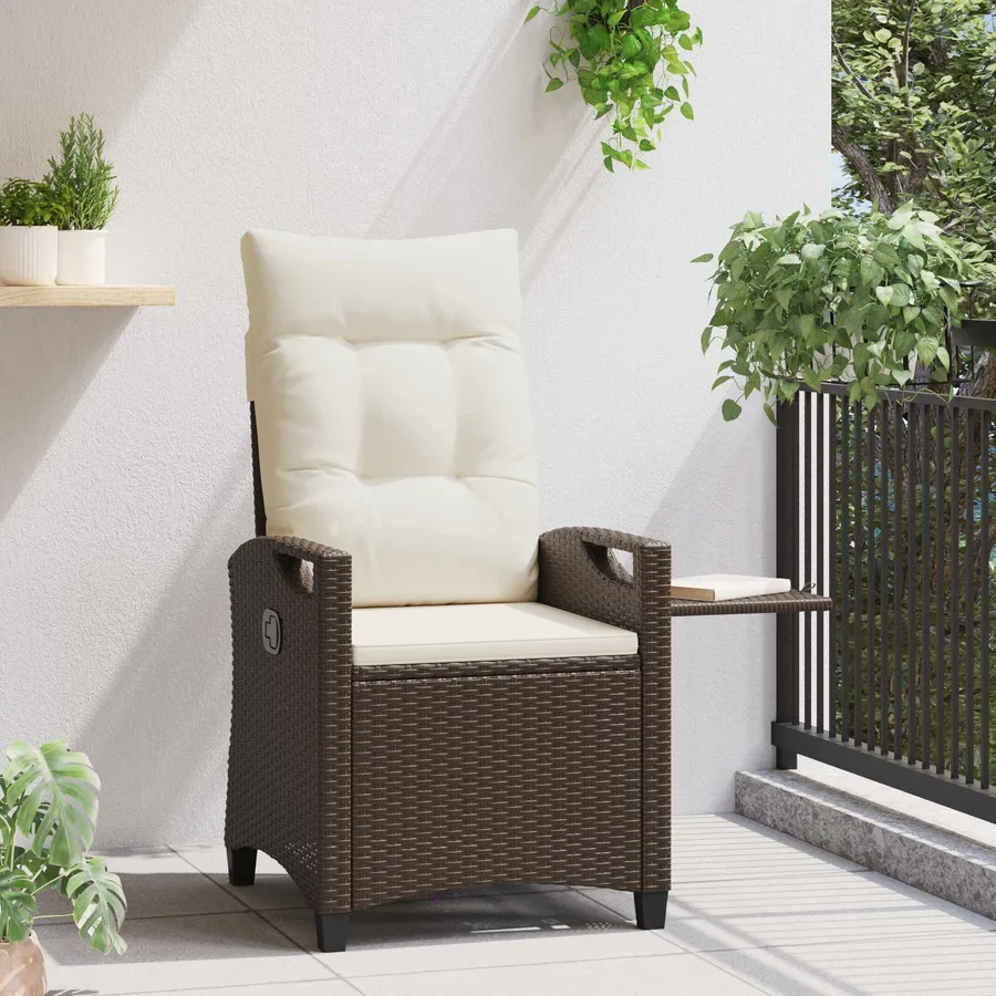 Chaise de jardin inclinable Gris clair et gris foncé polyrotin - 4
