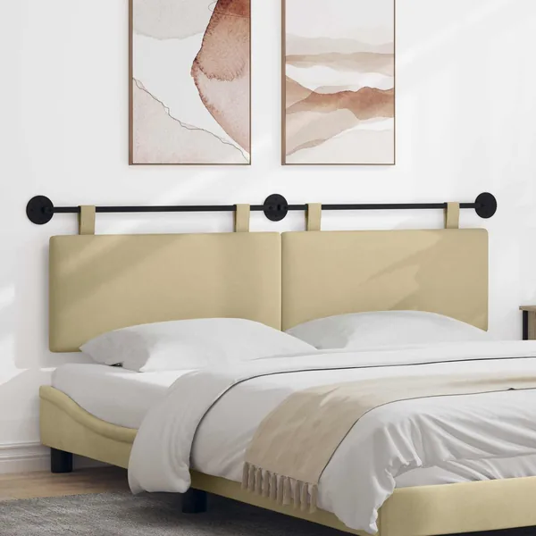 Tête de lit suspendue Gris Vert Clair Tissu en velours côtelé