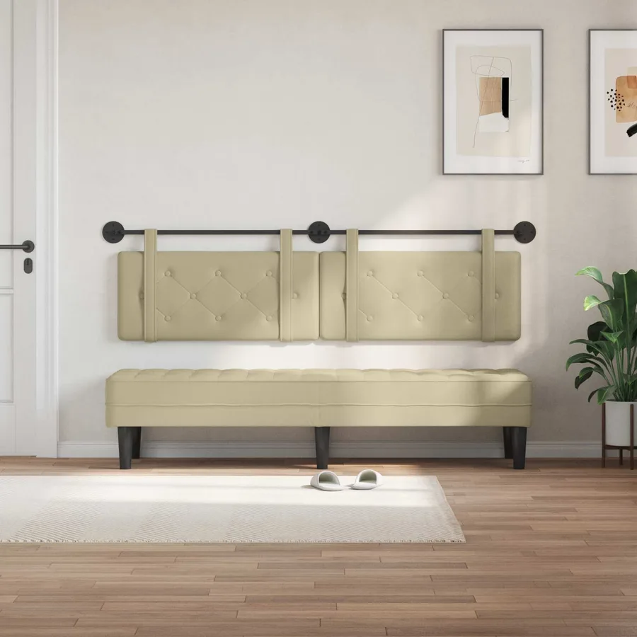 Tête de lit suspendue Crème Simili cuir - 3