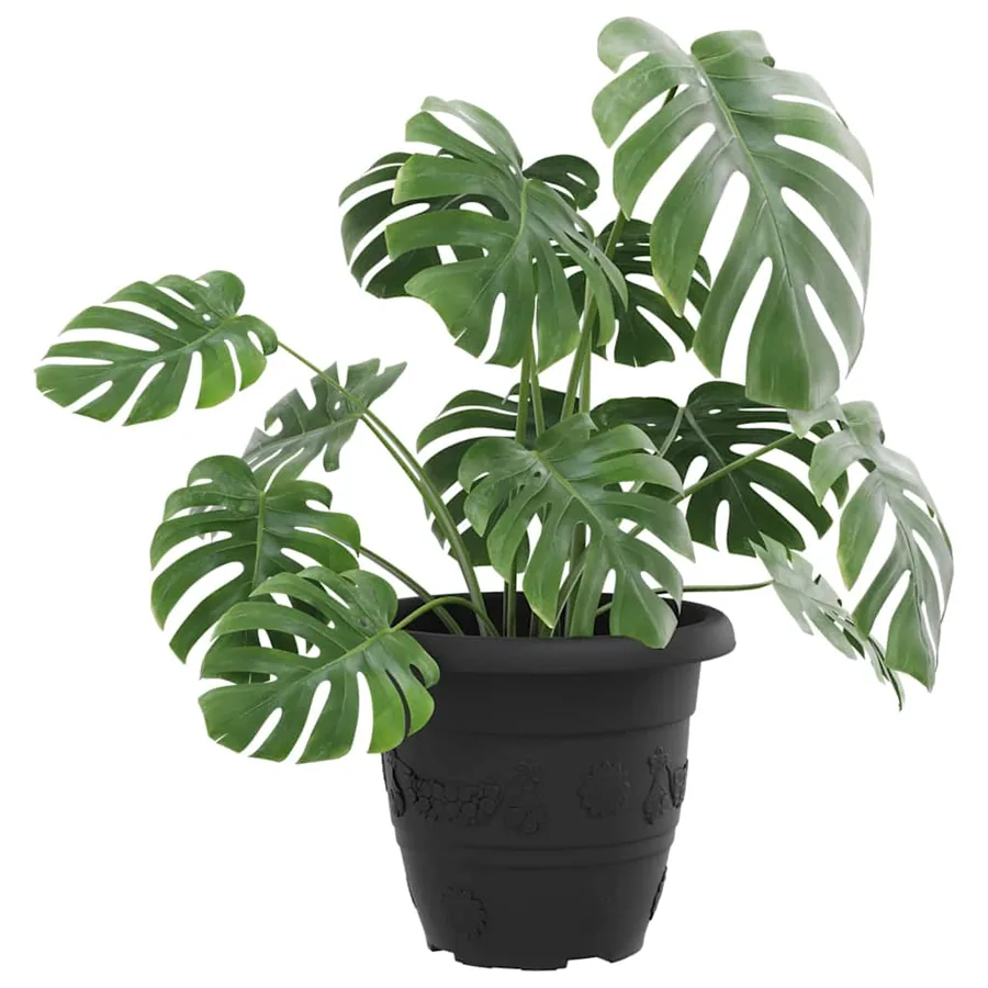 Pot à fleurs rond 6 pcs Noir Ø 22 x 18 cm Plastique - 3