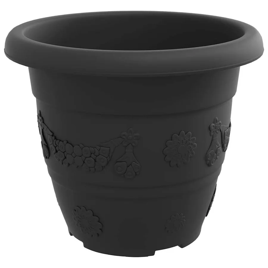 Pot à fleurs rond 6 pcs Noir Ø 22 x 18 cm Plastique - 5