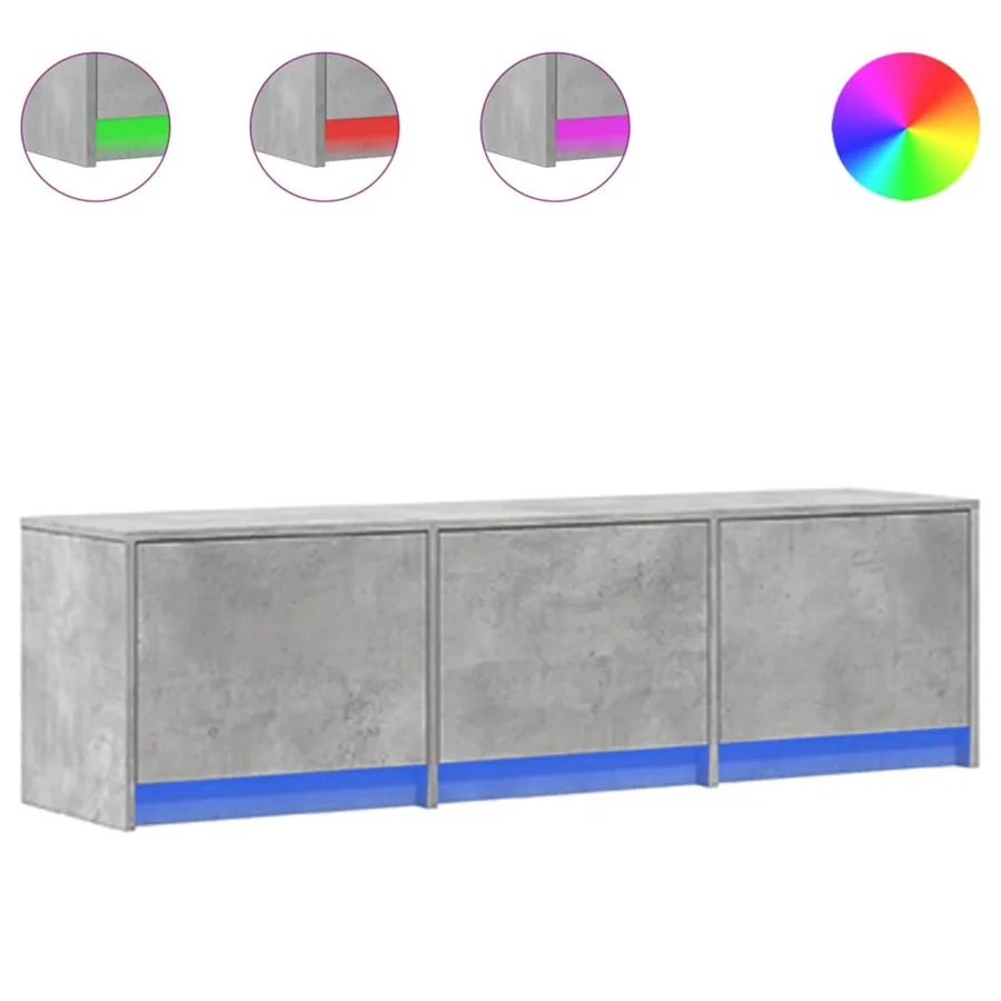 Meuble TV avec LED Béton 140 x 34 x 40 cm Bois d'ingénierie - 3