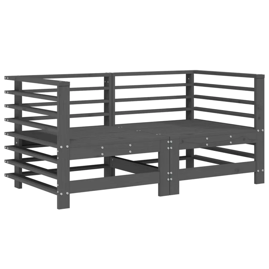 Canapés d'angle de jardin 2 pcs gris bois de pin massif - 2