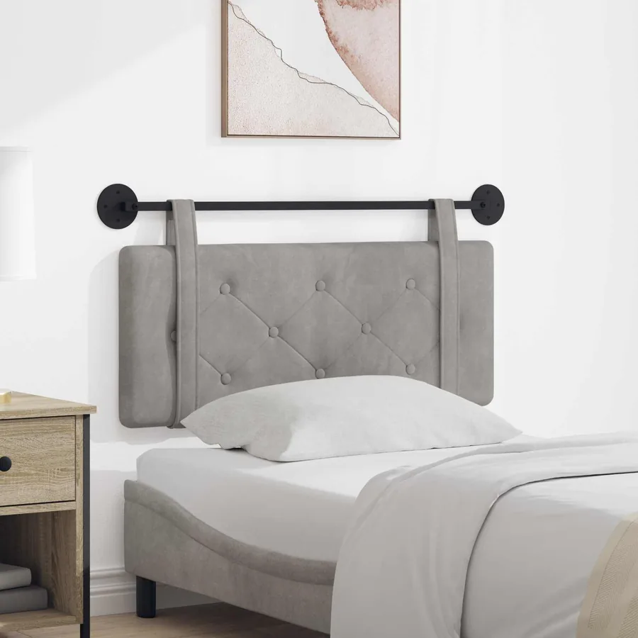 Tête de lit suspendue Gris clair Velours