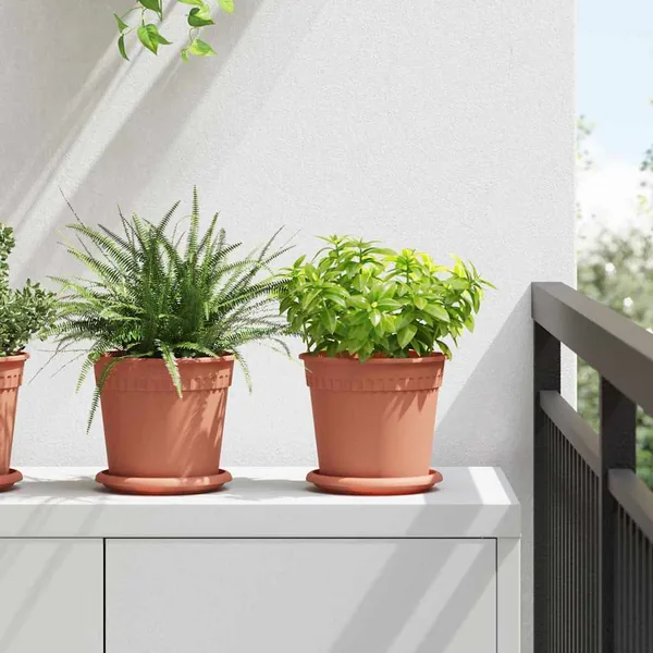 Pot à fleurs rond 6 pcs Rouge brique Ø 17 x 14 cm Plastique