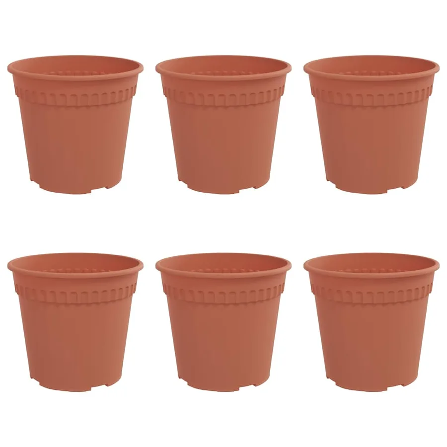Pot à fleurs rond 6 pcs Rouge brique Ø 17 x 14 cm Plastique - 2