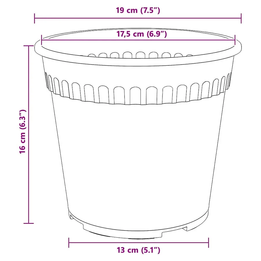Pots de plantes 24 pcs Rouge brique Ø 19 x 16 cm Plastique - 11
