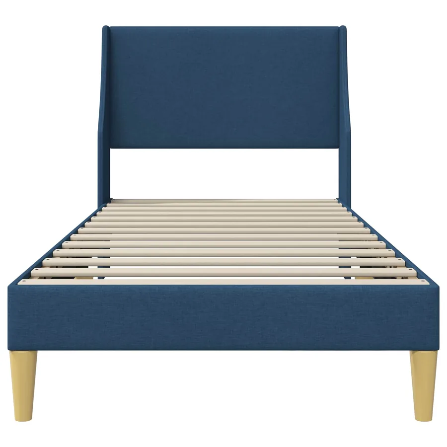 Cadre de lit Uni avec tête de lit Bleu 90 x 200 cm tissu - 4