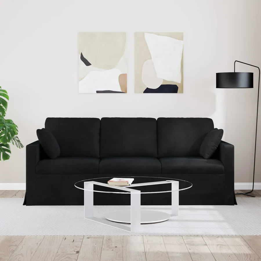 Canapé Noir 198 x 78 x 80 cm Velours - 3