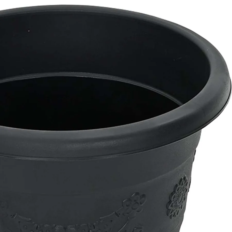 Pot à fleurs rond 6 pcs Noir Ø 30 x 25 cm Plastique - 7